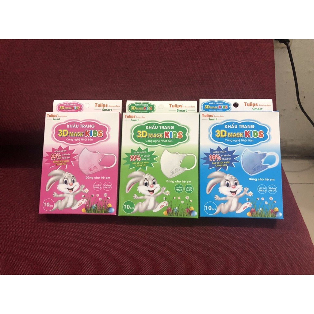 Khẩu Trang 3D Em Bé Tulips 3D Smart Kid (Hộp 10 cái)