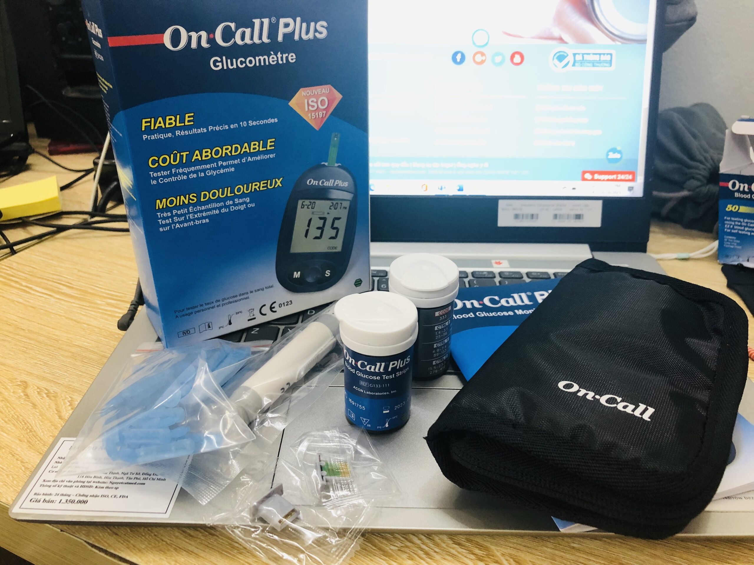 [TRỌN BỘ] Máy Đo Đường Huyết On-Call Plus (+ 25 Que, Kim, Cồn)