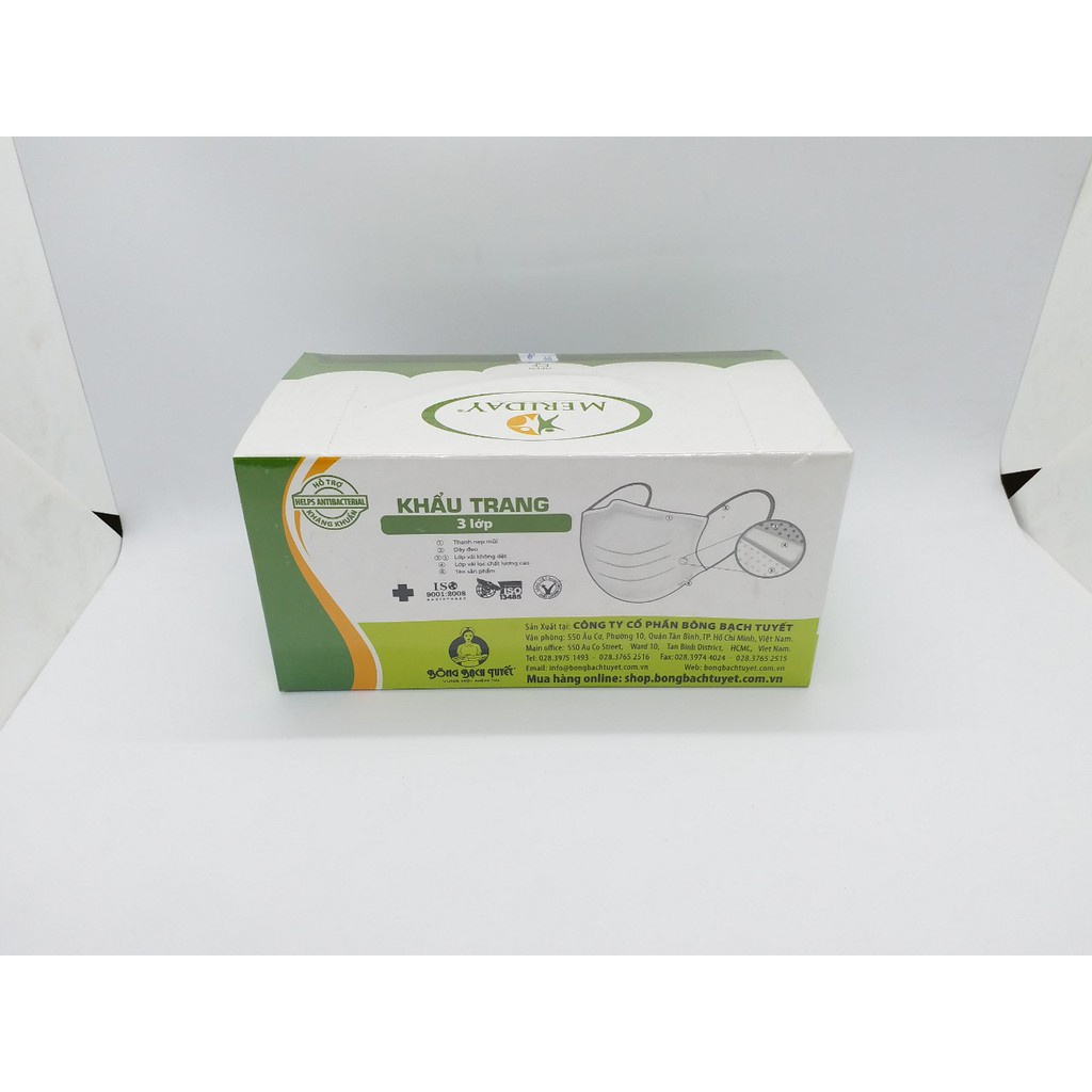 Khẩu Trang Y Tế MERIDAY Bông Bạch Tuyết (3 Lớp - Hộp 50 Cái)