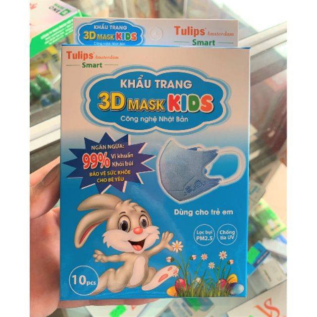 Khẩu Trang 3D Em Bé Tulips 3D Smart Kid (Hộp 10 cái)