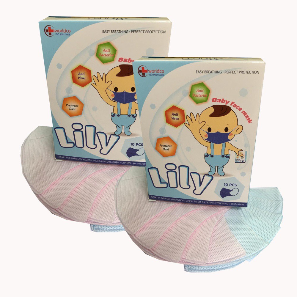 Khẩu Trang 3D Em Bé Lily Liworldco (Hộp 10 cái)