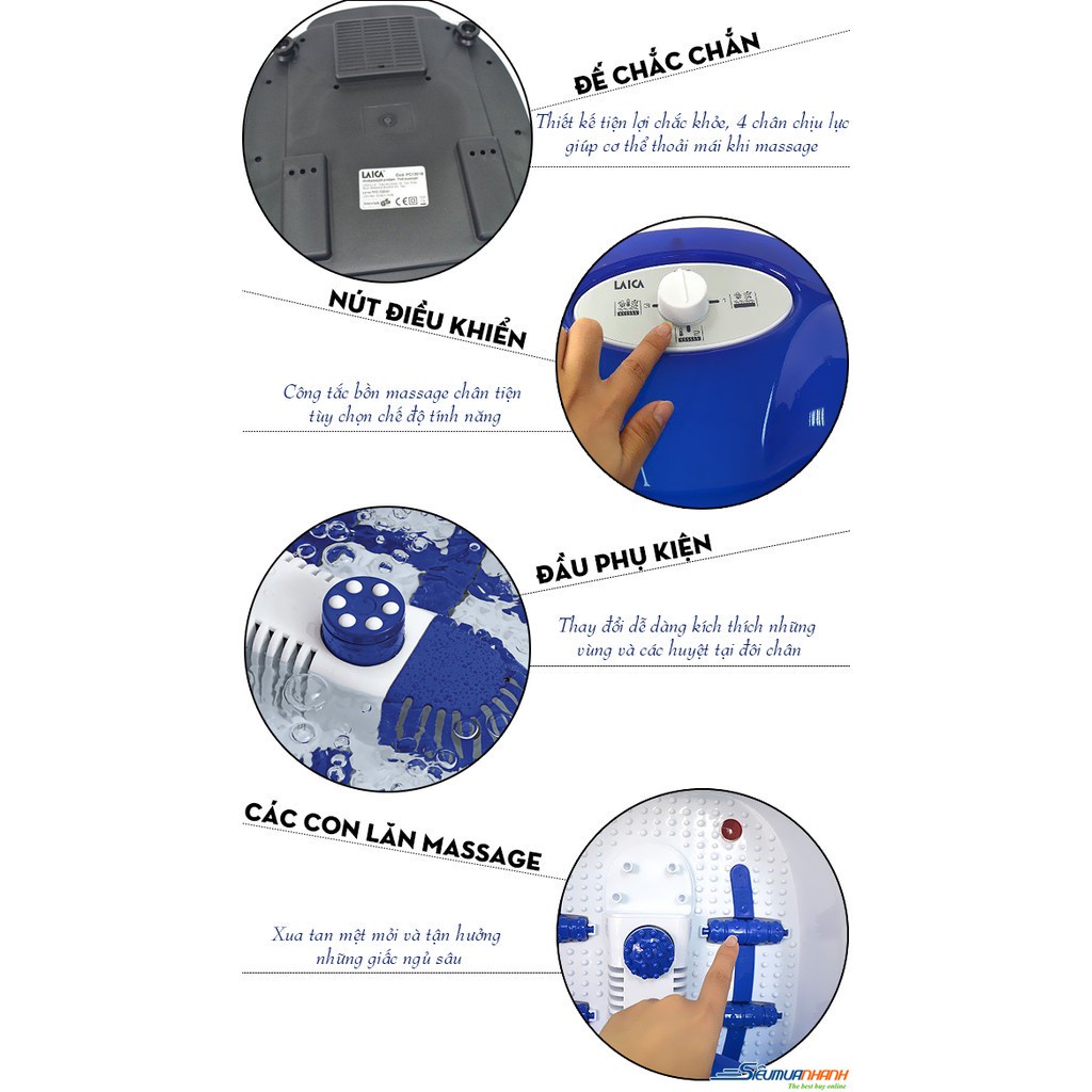 Bồn Ngâm Chân Laica PC1301 (3 Chế Độ)