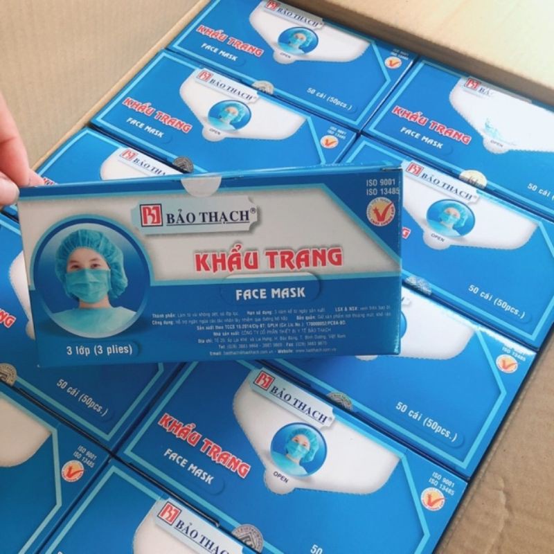 Khẩu Trang Y Tế Bảo Thạch (Hộp 50 Cái - 3 Lớp)
