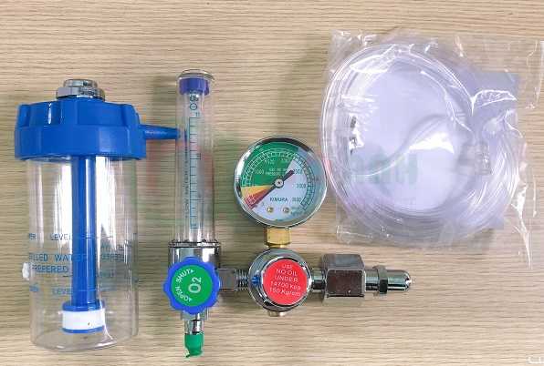 Đồng Hồ Oxy Y Tế Greetmed / PA Medical (Có Bình Tạo Ẩm)