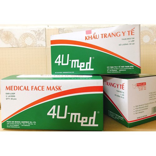 Khẩu Trang Y Tế 4U Med (Hộp 50 Cái - 3 Lớp)