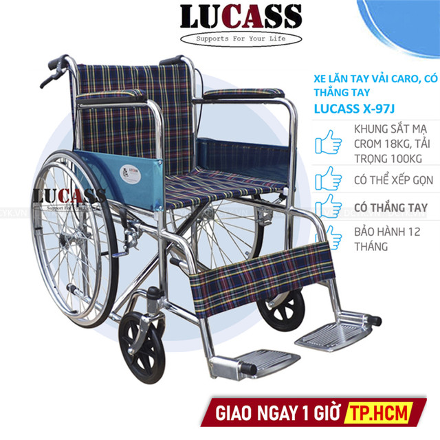 Xe Lăn Tay Vải Ca-rô, Có Thắng Lucass X-97J (X97J)