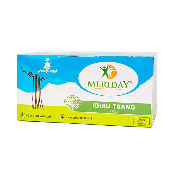 Khẩu Trang Y Tế MERIDAY Bông Bạch Tuyết (3 Lớp - Hộp 50 Cái)