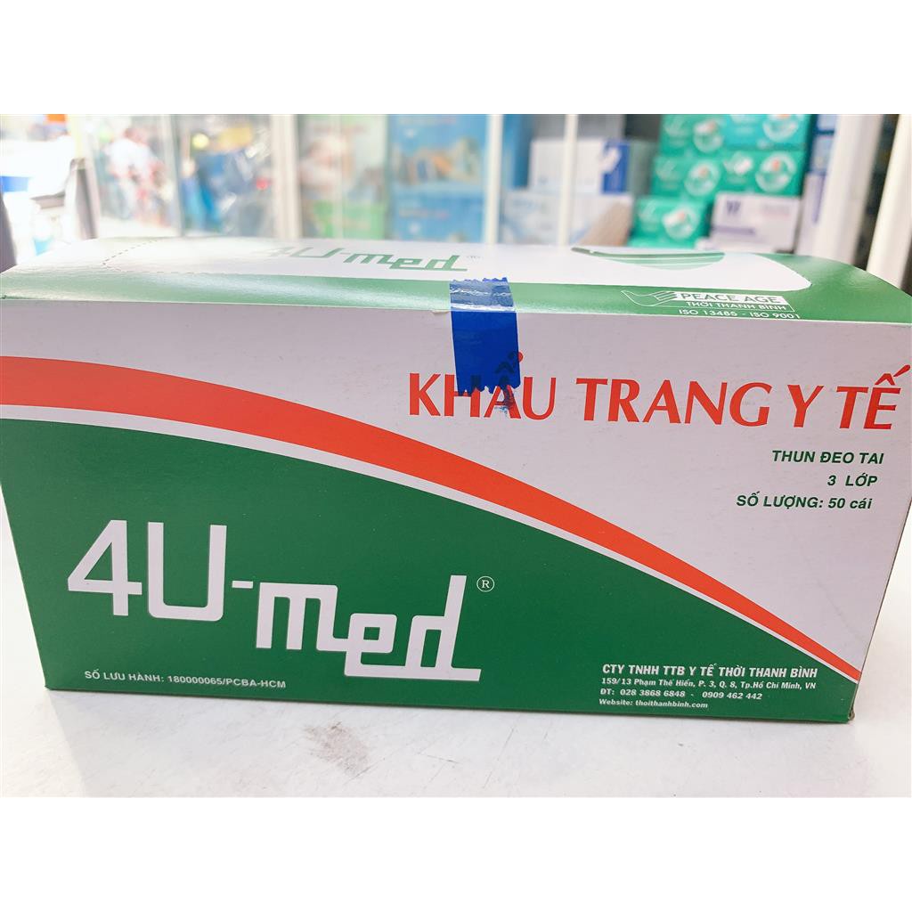 Khẩu Trang Y Tế 4U Med (Hộp 50 Cái - 3 Lớp)