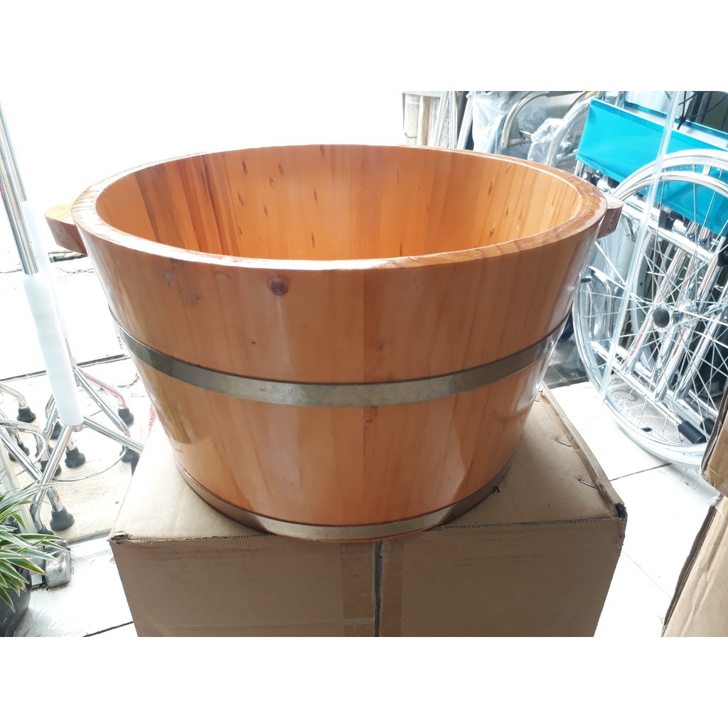 Chậu Ngâm Chân Gỗ (Loại Cao, Có Hạt Massage) Thông Tự Nhiên Cao Cấp