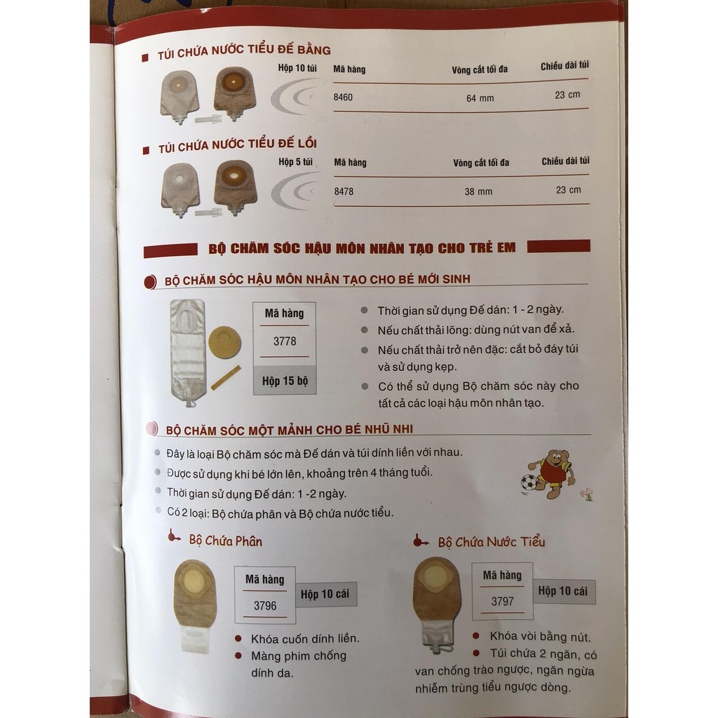 Túi Nước Tiểu Hậu Môn Nhân Tạo 1 Mảnh Hollister 8478 (Đế Lồi)