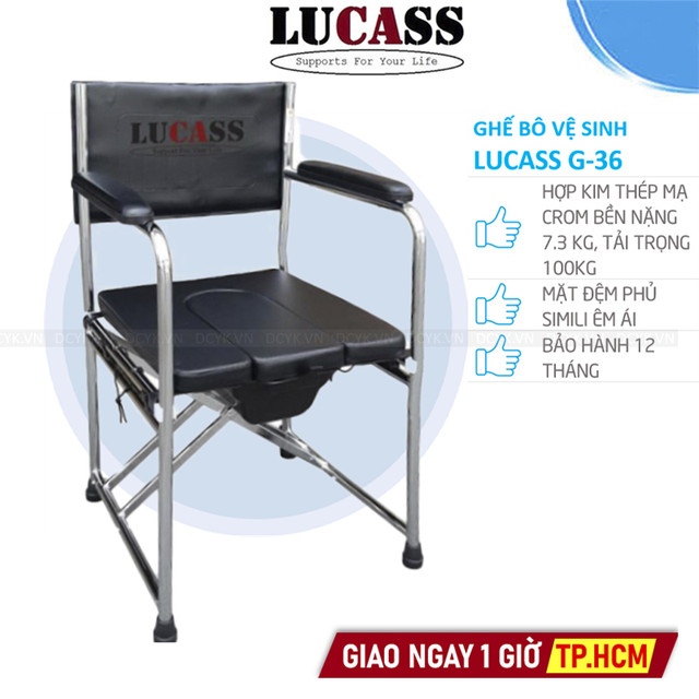 Ghế Bô Vệ Sinh Không Bánh Xe, Đệm Simili, Bô Vuông Lucass G-36 (G36)