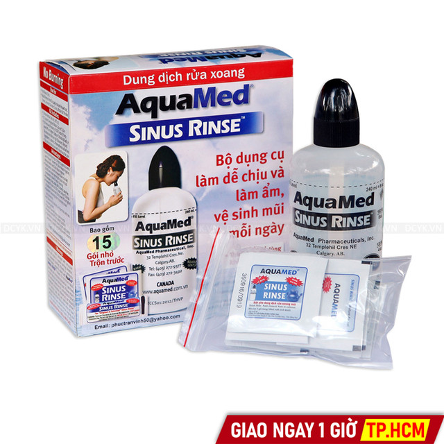 Bình Rửa Mũi Aquamed Sinus Rinse (240ml, 15 Gói Muối)