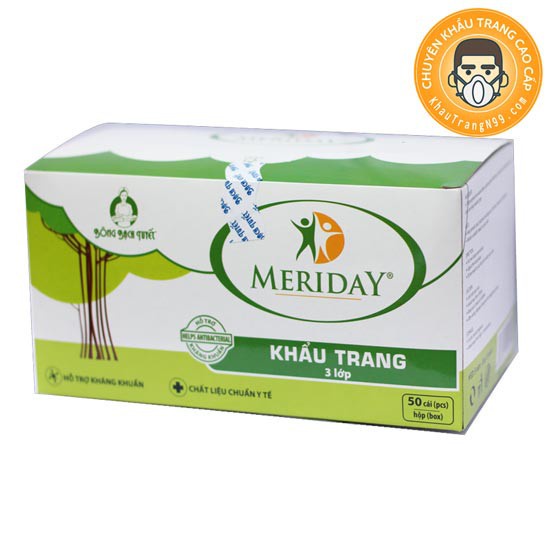 Khẩu Trang Y Tế MERIDAY Bông Bạch Tuyết (3 Lớp - Hộp 50 Cái)