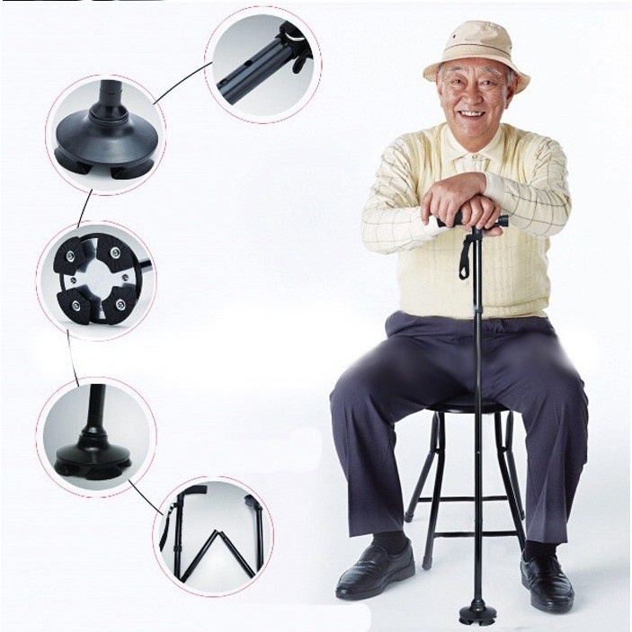 Gậy 1 Chân Thẳng Trusty Cane (Gấp Gọn, Có Đèn Pin, Chống Trượt)