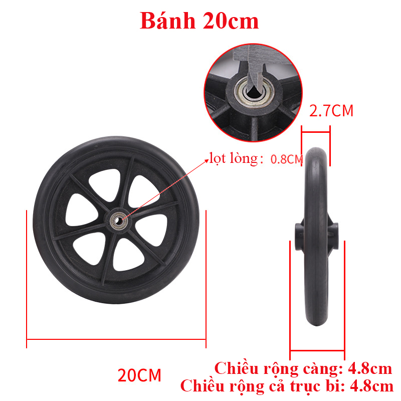 [PHỤ KIỆN] Bánh Trước Xe Lăn Lucass (Nhiều Kích Cỡ)