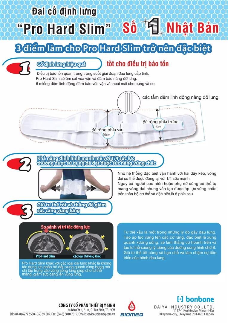 Đai Cột Sống Thắt Lưng BONBONE PRO HARD SLIM (Đen)