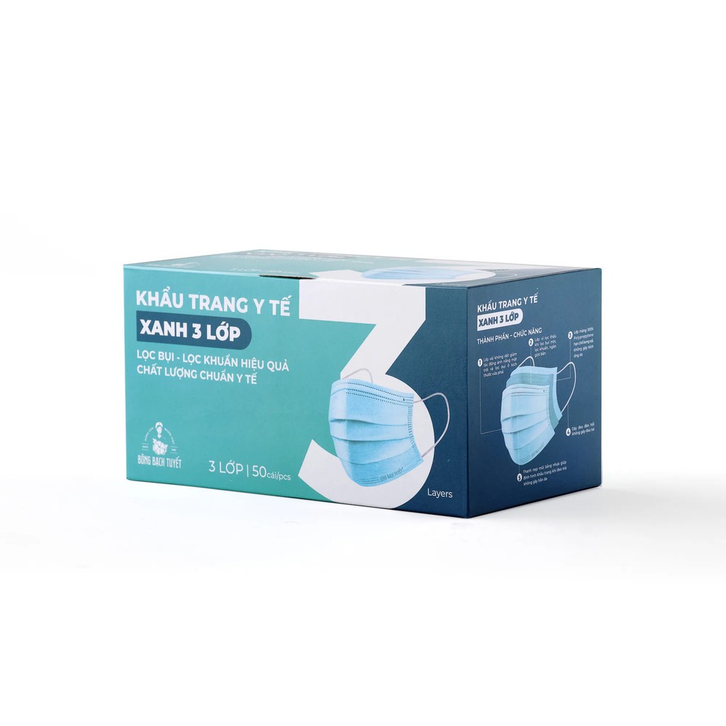 Khẩu Trang Y Tế Bông Bạch Tuyết (Hộp 50 Cái - 3 Lớp)