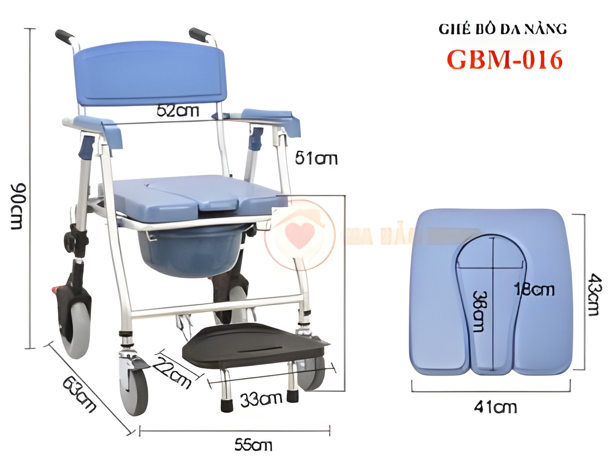 Ghế Bô Vệ Sinh Cao Cấp Đa Chức Năng, Có Thể Gấp Gọn GBM-016