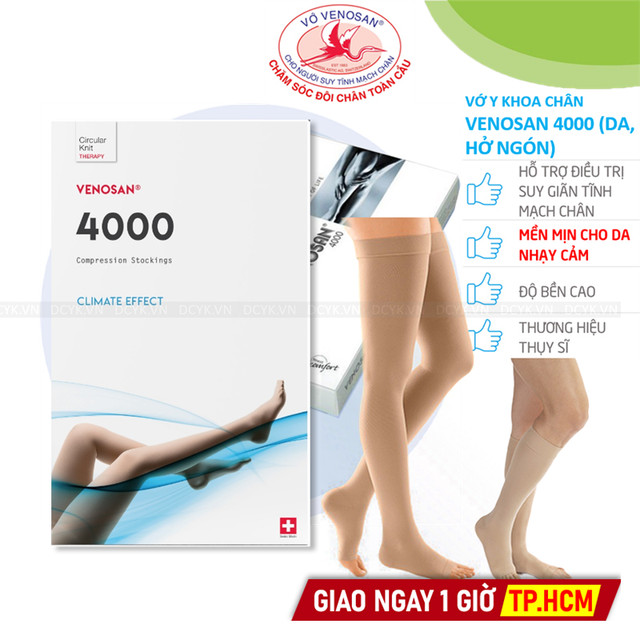 Vớ Y Khoa Venosan 4000 (Siêu Mềm Mịn) (Da, Hở Ngón)