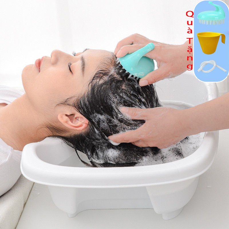 Chậu Gội Đầu Tại Giường Cao Cấp (Lót EVA + Ca + Lược Gội)