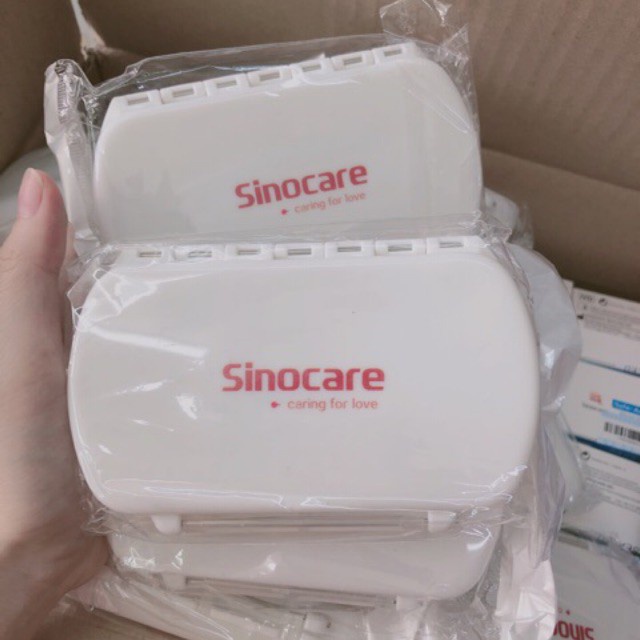 Hộp Chia Thuốc 6 Ngăn Sinocare, Chữ Nhật 6 Ngăn Nhựa Cao Cấp