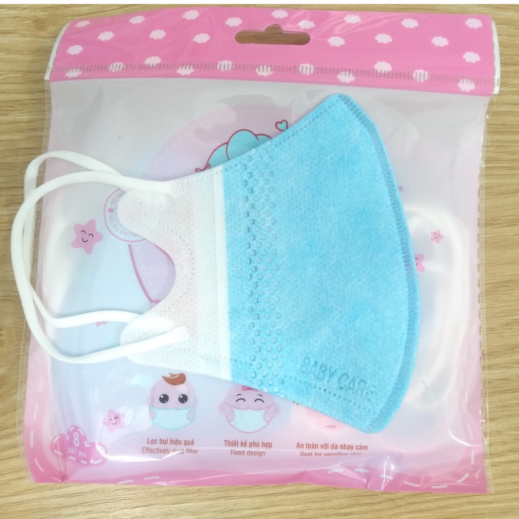 Khẩu Trang 3D Trẻ Em MERIGO Bông Bạch Tuyết (Bịch 8 Cái)