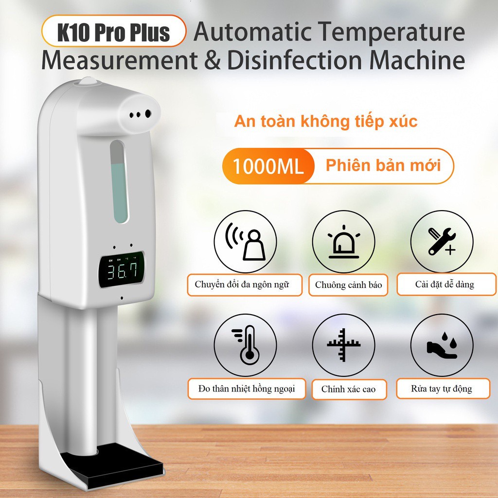 Máy Rửa Tay Và Đo Nhiệt Độ Tự Động K10 Pro