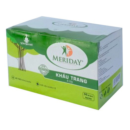 Khẩu Trang Y Tế MERIDAY Bông Bạch Tuyết (4 Lớp - Hộp 50 Cái)