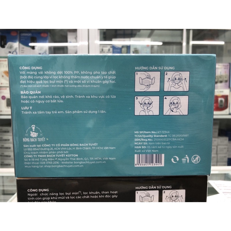 Khẩu Trang Y Tế Bông Bạch Tuyết (Hộp 50 Cái - 4 Lớp)