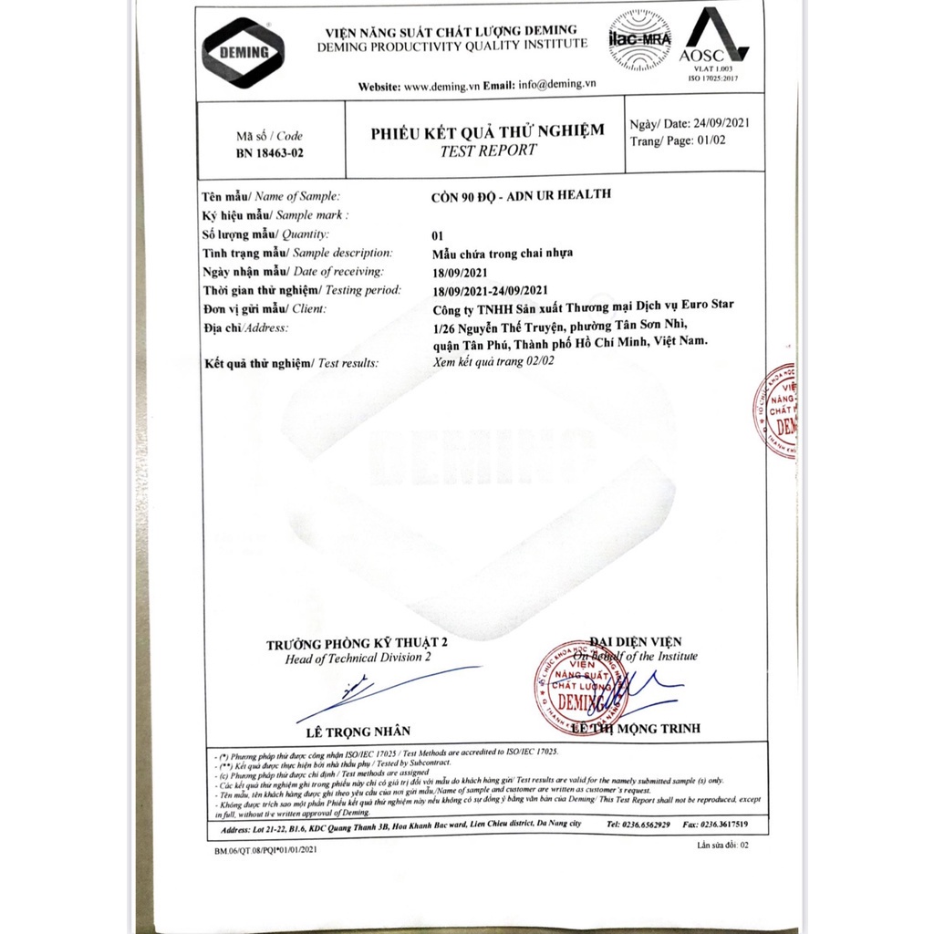 Cồn Sát Trùng Y Tế ADN (Có Vòi Xịt)