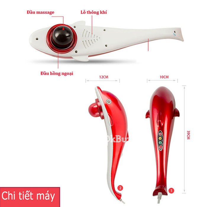 Máy Massage Cầm Tay Cá Heo Energy King LC-2002E (3 Đầu Silicon)