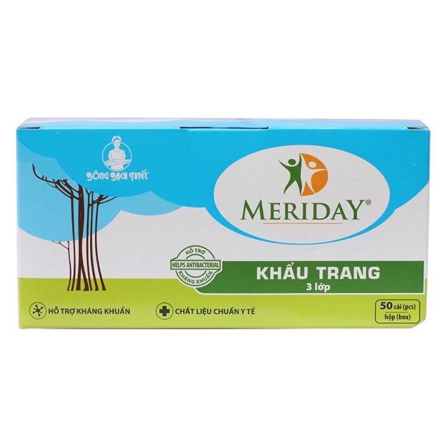Khẩu Trang Y Tế MERIDAY Bông Bạch Tuyết (3 Lớp - Hộp 50 Cái)