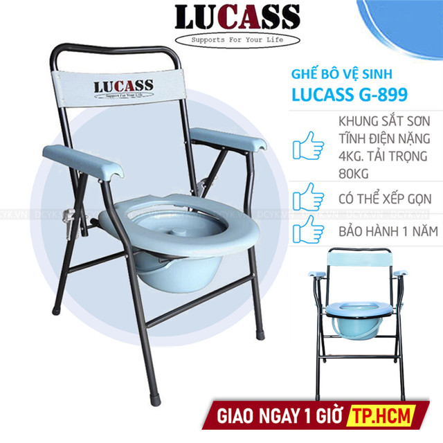 Ghế Bô Vệ Sinh Không Bánh Xe, Khung Sơn, Bô Tròn Lucass G-899 (G899)