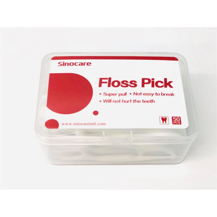 Hộp Tăm Chỉ Kẽ Răng Sinocare Floss Pick (Hộp 50 Cây)