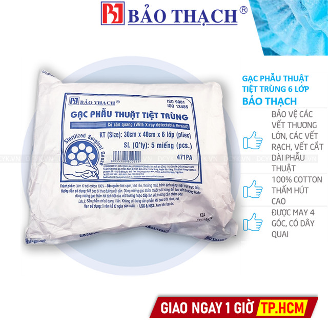 Gạc Phẫu Thuật Lớn Bảo Thạch (Gói 5 Miếng)