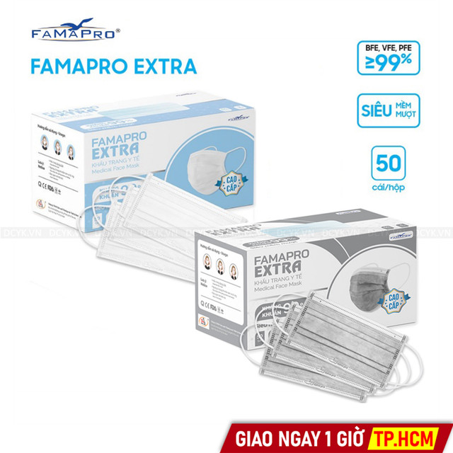 Khẩu Trang Y Tế 4 Lớp Famapro Extra Siêu Mềm Mượt (Hộp 50 cái)