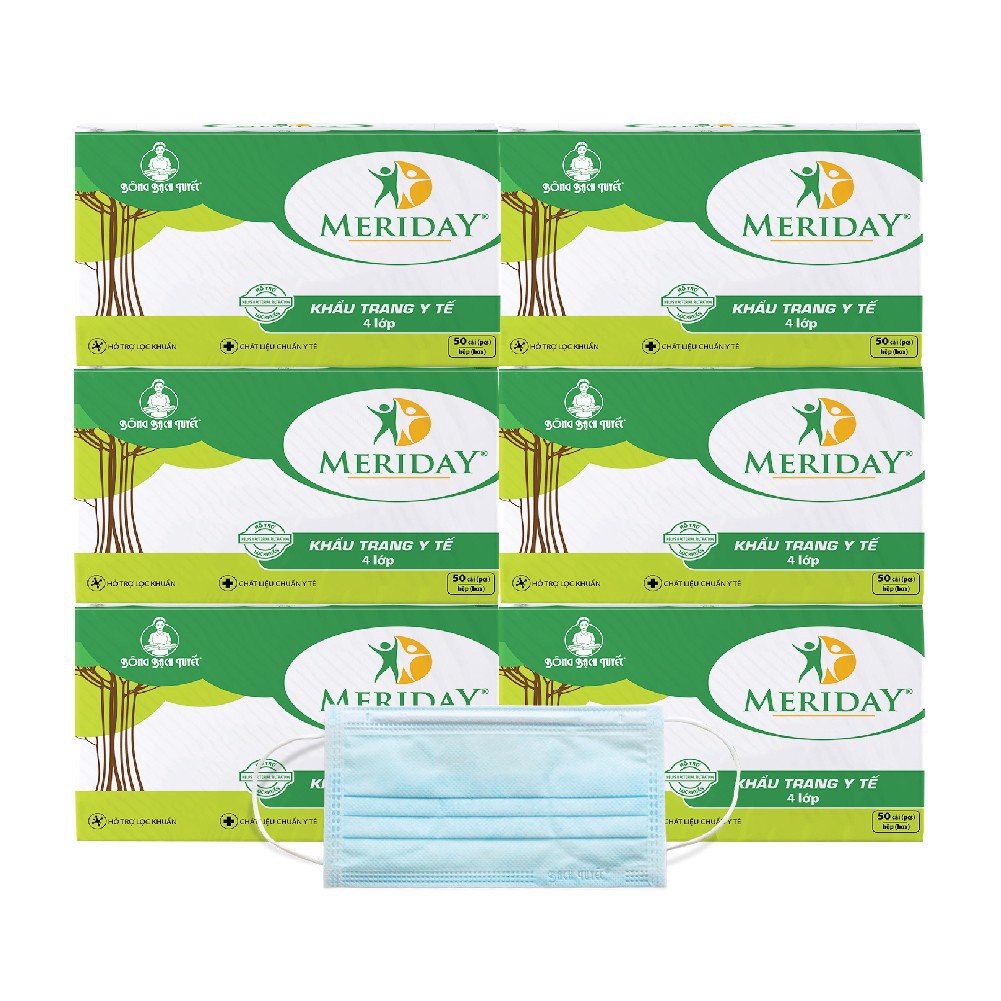 Khẩu Trang Y Tế MERIDAY Bông Bạch Tuyết (4 Lớp - Hộp 50 Cái)