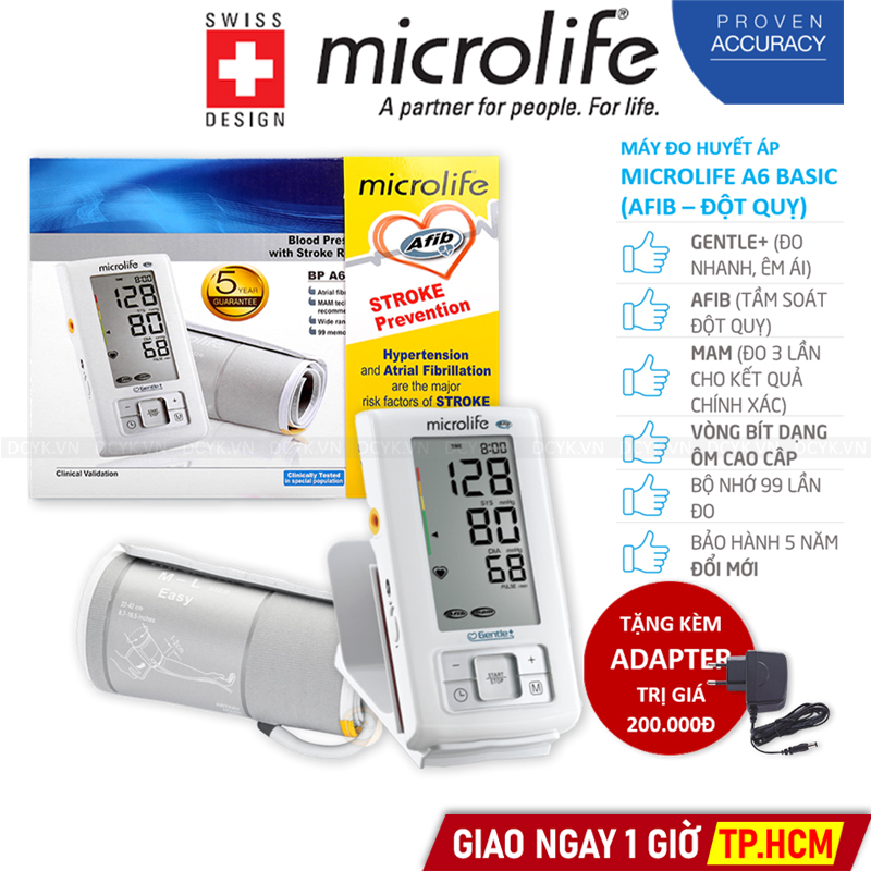 Máy Đo Huyết Áp Bắp Tay Microlife BP A6 Basic (Afib)