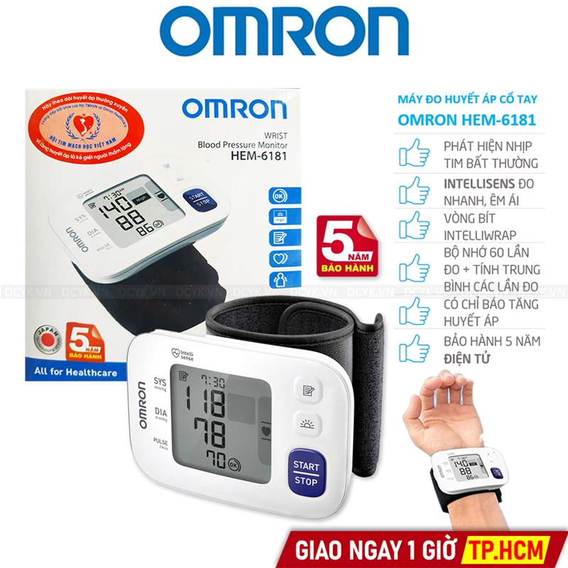 Máy Đo Huyết Áp Cổ Tay Omron HEM-6181