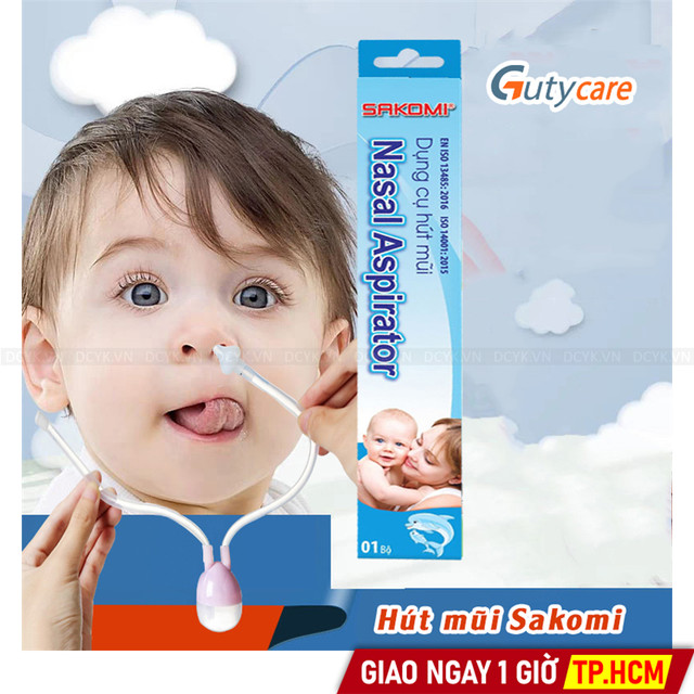 Dụng Cụ Hút Mũi Cho Bé (Ống Hút Mũi Dây 2 đầu) Nasal Aspirator SAKOMI (An Toàn Với Trẻ Sơ Sinh)