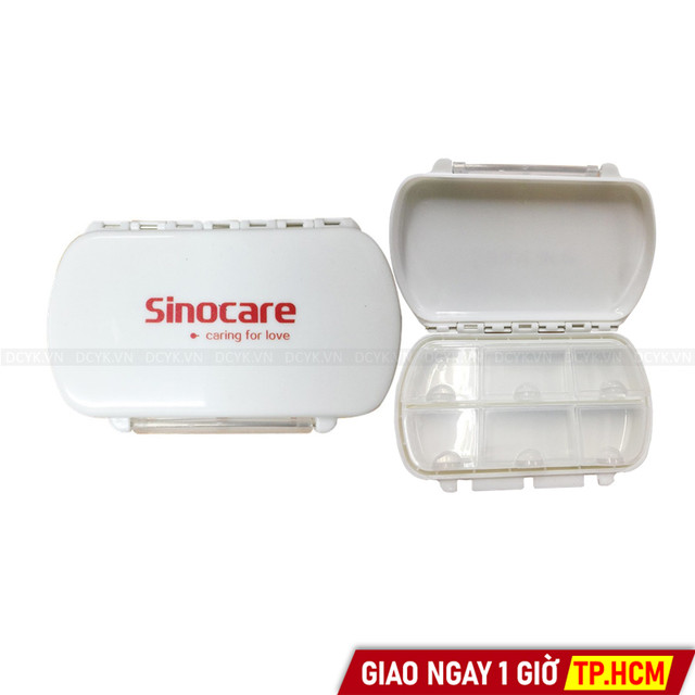 Hộp Chia Thuốc 6 Ngăn Sinocare, Chữ Nhật 6 Ngăn Nhựa Cao Cấp