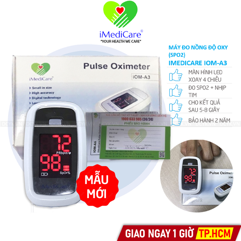 Máy Đo Nồng Độ Oxy SPO2 Và Nhịp Tim iMediCare iOM-A3