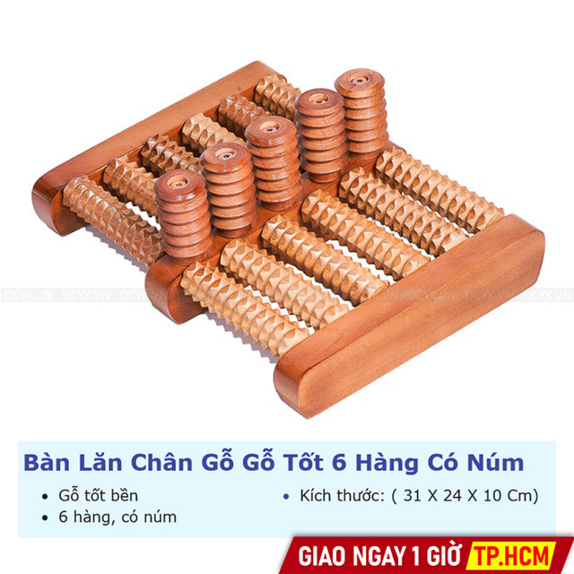 Bàn Lăn Chân Gỗ Gỗ Tốt 6 Hàng Có Núm