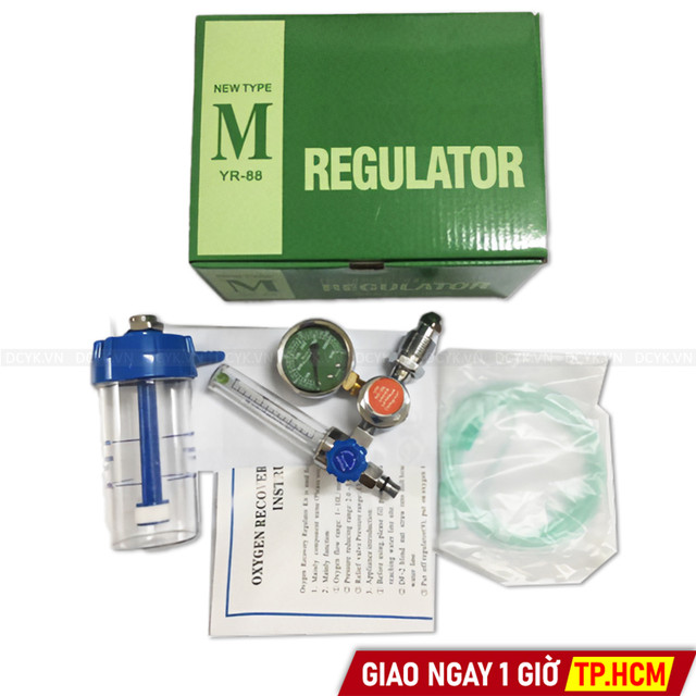 Đồng Hồ Oxy Y Tế Regulator YR-88 (Có Bình Tạo Ẩm)
