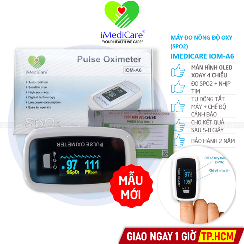 Máy Đo Nồng Độ Oxy SPO2 Và Nhịp Tim iMediCare iOM-A6