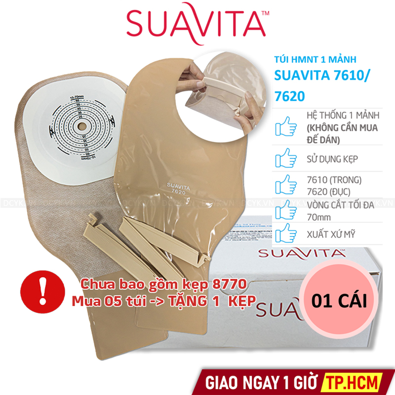 Túi Hậu Môn Nhân Tạo 1 Mảnh Suavita 7610 (Trong), 7620 (Đục)