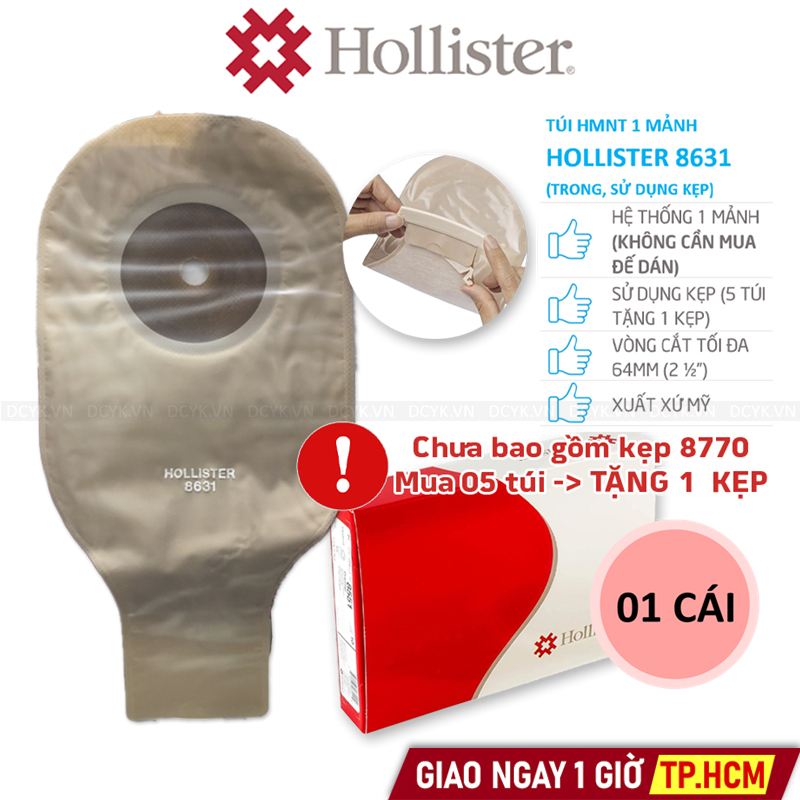 Túi Hậu Môn Nhân Tạo 1 Mảnh Hollister 8631 (Trong, Sử Dụng Kẹp)