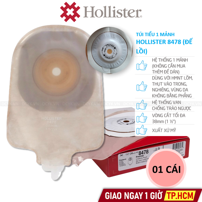 Túi Nước Tiểu Hậu Môn Nhân Tạo 1 Mảnh Hollister 8478 (Đế Lồi)