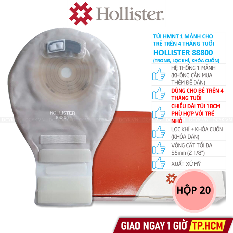 Túi Hậu Môn Nhân Tạo 1 Mảnh Cho Bé Trên 4 Tháng Tuổi Hollister 88800 (Lọc Khí, Khóa Cuốn)