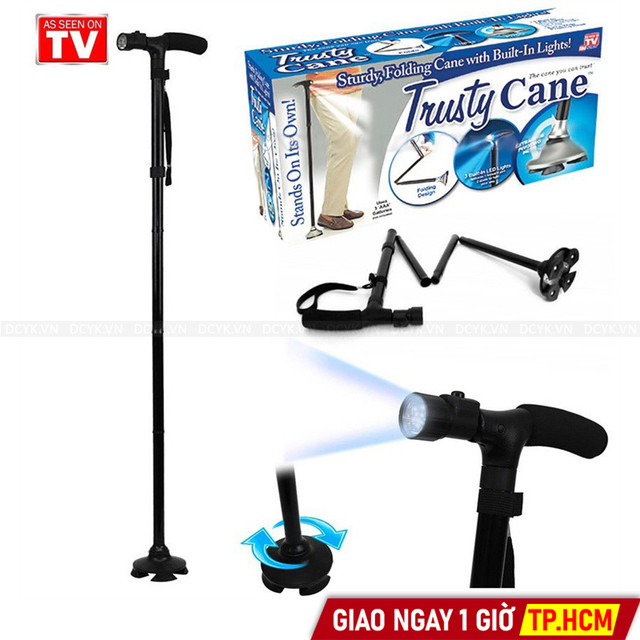 Gậy 1 Chân Thẳng Trusty Cane (Gấp Gọn, Có Đèn Pin, Chống Trượt)
